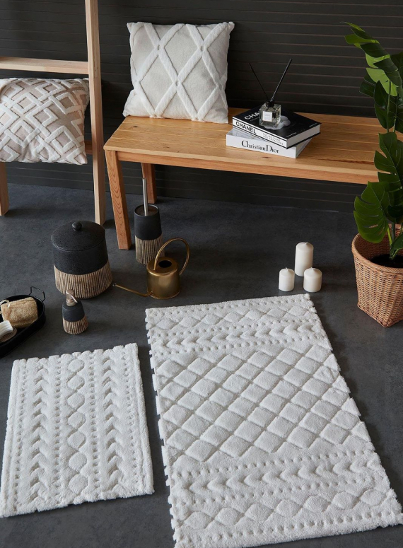 Набір натуральних килимків для підлоги Aztech Ecru 2шт. 40x60 + 60x100 см Туреччина