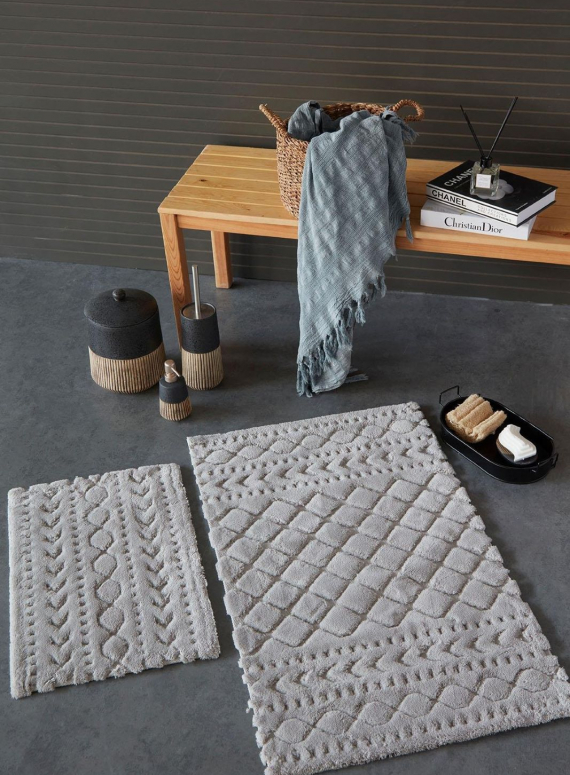 Набір натуральних килимків для підлоги Aztech Gri 2шт. 40x60 + 60x100 см Туреччина