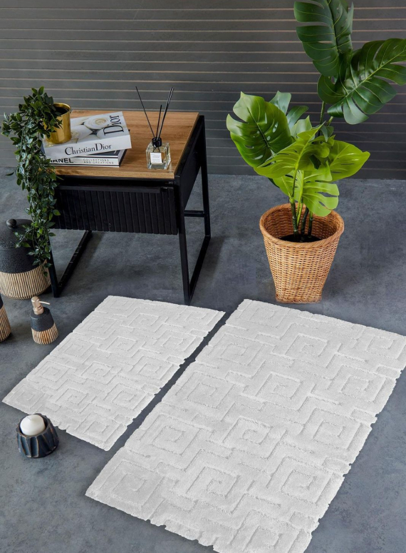 Набір натуральних килимків для підлоги Meander Ecru 2шт. 40x60 + 60x100 см Туреччина