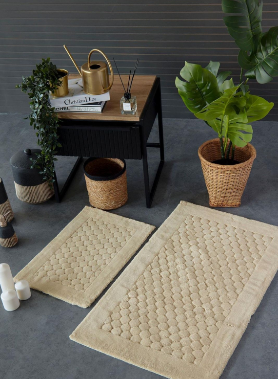 Набір натуральних килимків для підлоги Poil Bej 2шт. 40x60 + 60x100 см Туреччина