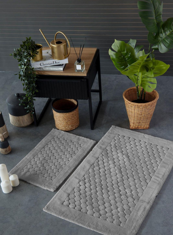 Набір натуральних килимків для підлоги Poil Gri 2шт. 40x60 + 60x100 см Туреччина