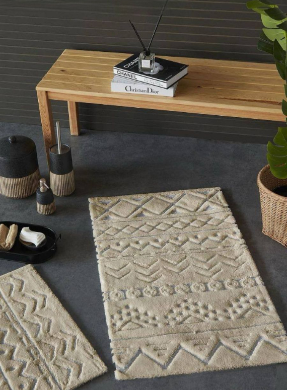 Набір натуральних килимків для підлоги Sail Bej 2шт. 40x60 + 60x100 см Туреччина