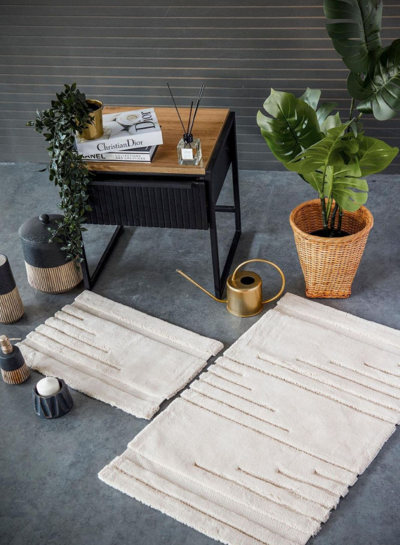 Набір натуральних килимків для підлоги Vegas Bej 2шт. 40x60 + 60x100 см Туреччина