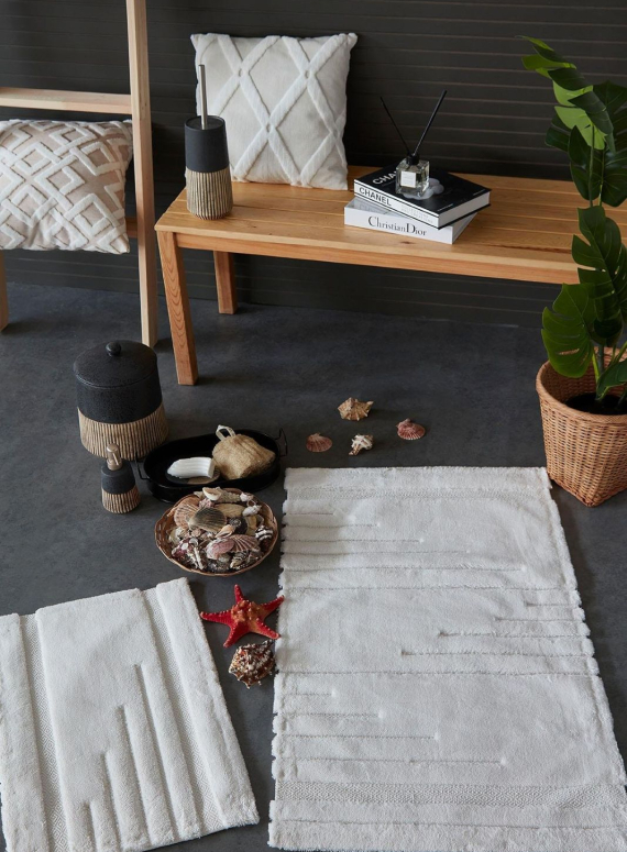 Набір натуральних килимків для підлоги Vegas Ecru 2шт. 40x60 + 60x100 см Туреччина