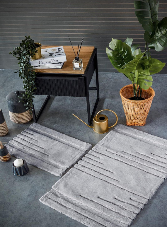 Набір натуральних килимків для підлоги Vegas Gri 2шт. 40x60 + 60x100 см Туреччина