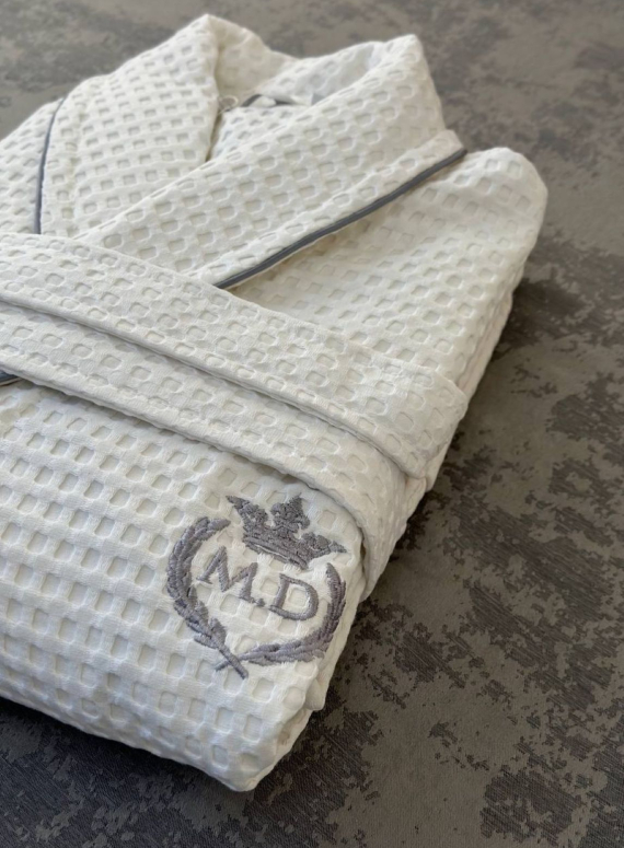 Чоловічий вафельний халат Maison D'or Karius White