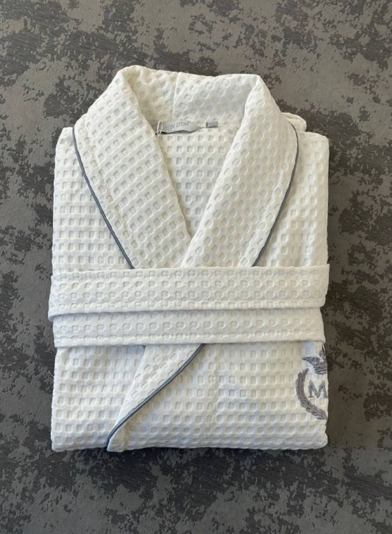 Чоловічий вафельний халат Maison D'or Karius White