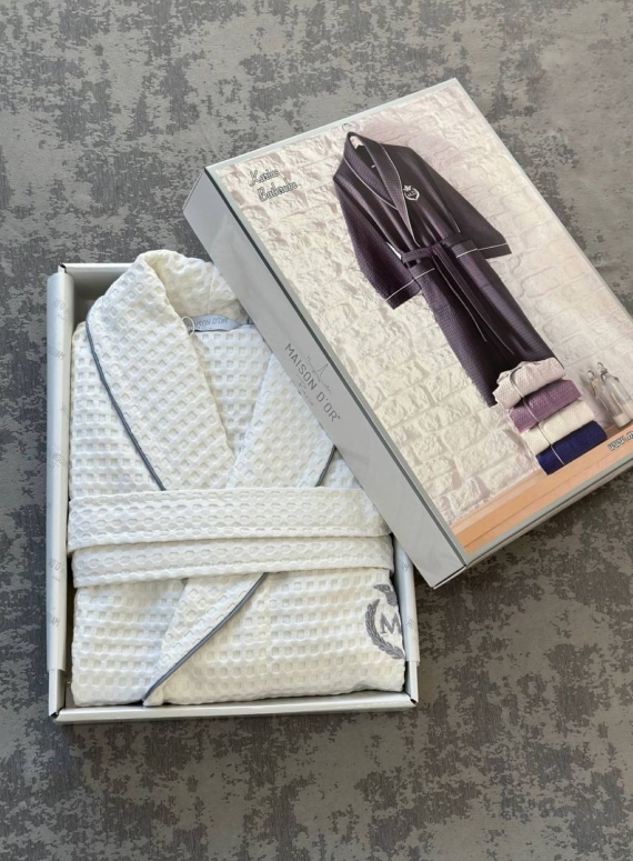 Чоловічий вафельний халат Maison D'or Karius White