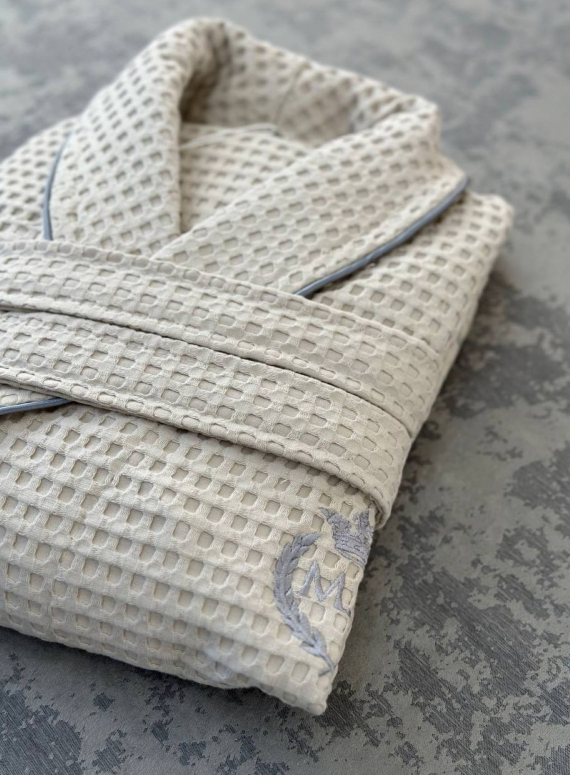 Чоловічий вафельний халат Maison D'or Karius Beige