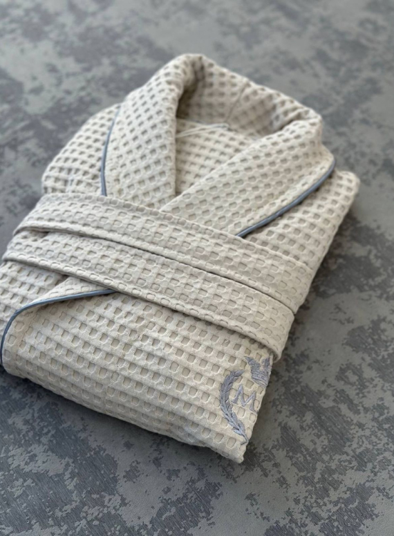 Чоловічий вафельний халат Maison D'or Karius Beige