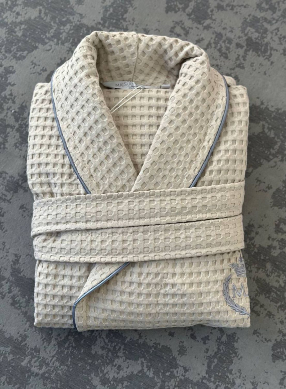 Чоловічий вафельний халат Maison D'or Karius Beige