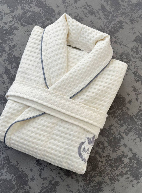 Чоловічий вафельний халат Maison D'or Karius Ecru