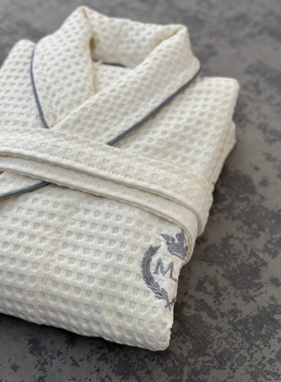 Чоловічий вафельний халат Maison D'or Karius Ecru