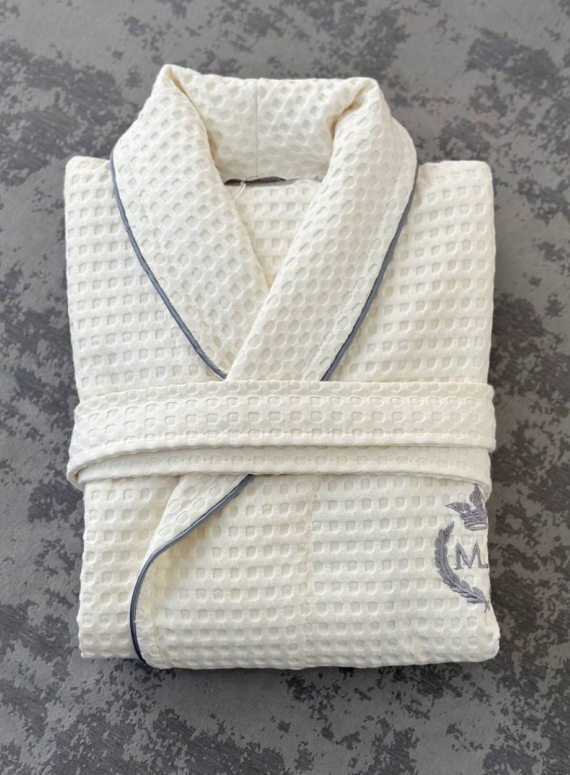 Чоловічий вафельний халат Maison D'or Karius Ecru