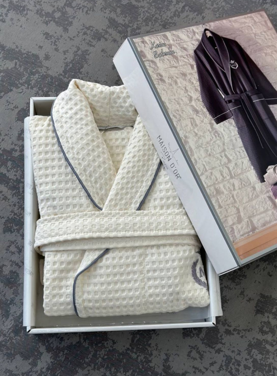 Чоловічий вафельний халат Maison D'or Karius Ecru