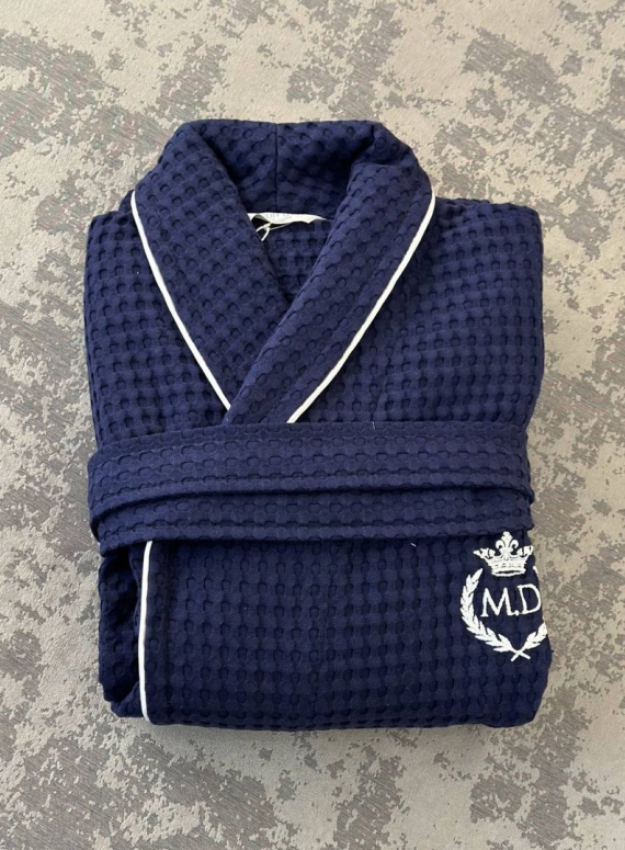 Чоловічий вафельний халат Maison D'or Karius Navy