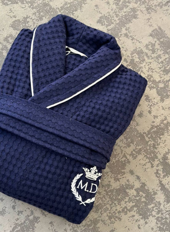 Чоловічий вафельний халат Maison D'or Karius Navy