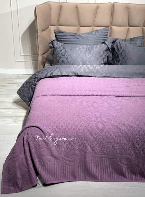 Gulcan махровая простынь-покрывало Poppy хлопок евро 200X220 фиолетовая