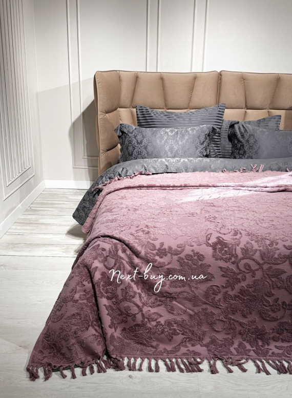Maison D'or Paris Sanda Bedspread махровая простынь-покрывало 220х240 с бахромой хлопок фиолетовая