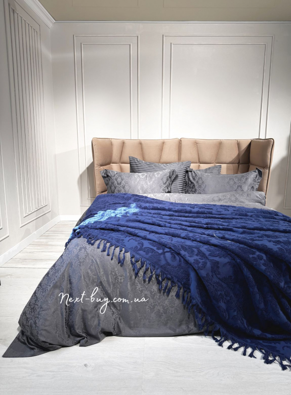 Махровая простынь-покрывало Maison D'or Paris Sanda с бахромой синяя 160х240