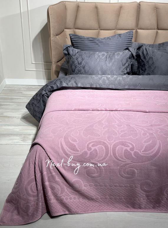 Махровая простынь-покрывало Gulcan Ester lilac евро 200X220 хлопок