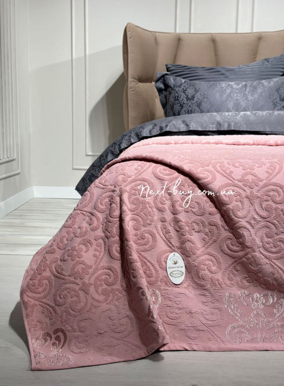 Махрове простирадло-покривало Gulcan Lovely pink євро 200X220 бавовна