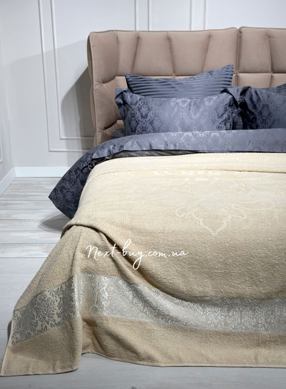 Махровая простынь-покрывало LuiSa Pink bej евро 200X220 хлопок