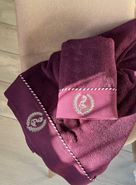 Махровий рушник Maison D'or Michel Sailing 50х100см бордовий