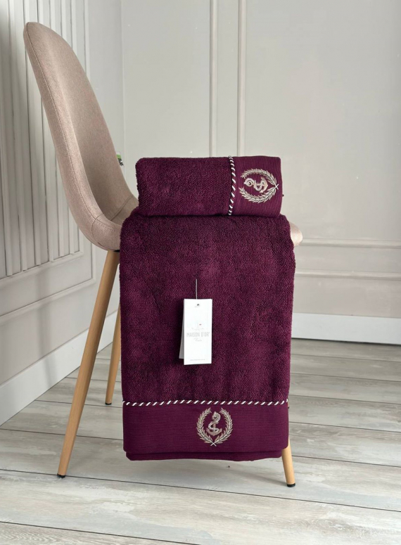 Махровий рушник Maison D'or Michel Sailing 85х150см бордовий