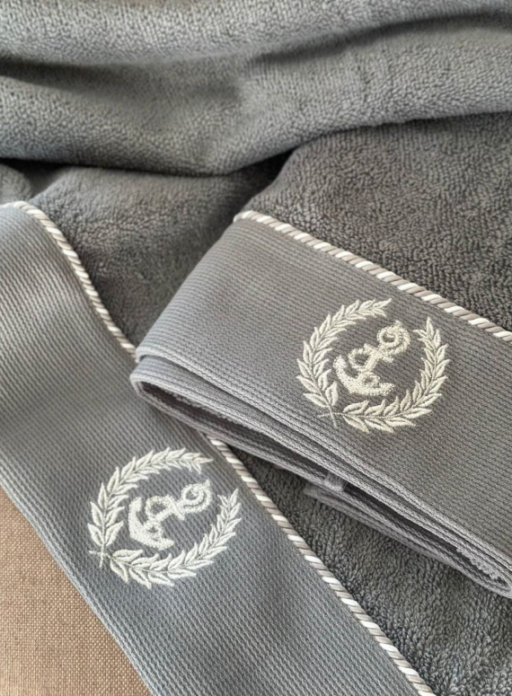 Махровий рушник Maison D'or Michel Sailing 85х150см світло-сірий