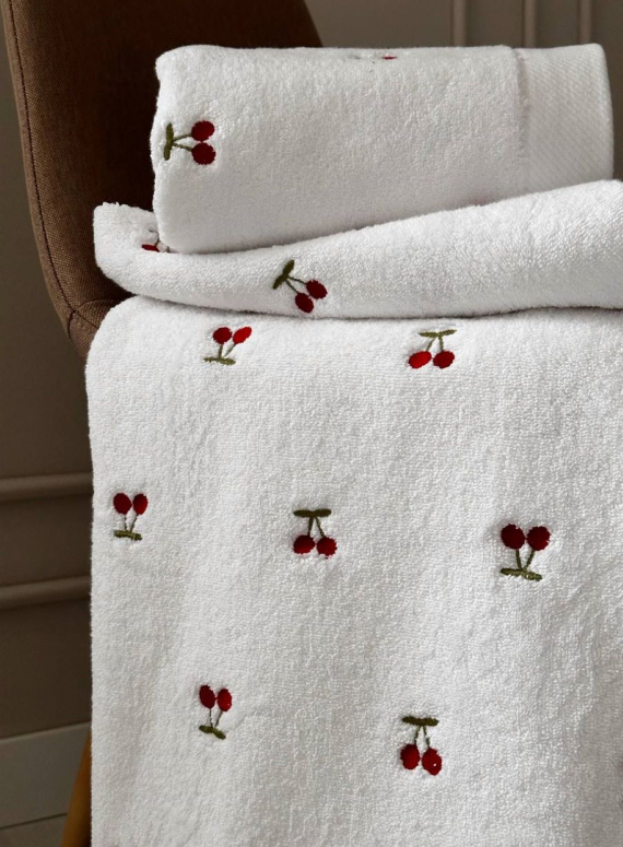 Махровое полотенце для лица Cestepe Cherries white-red 50х90 Турция
