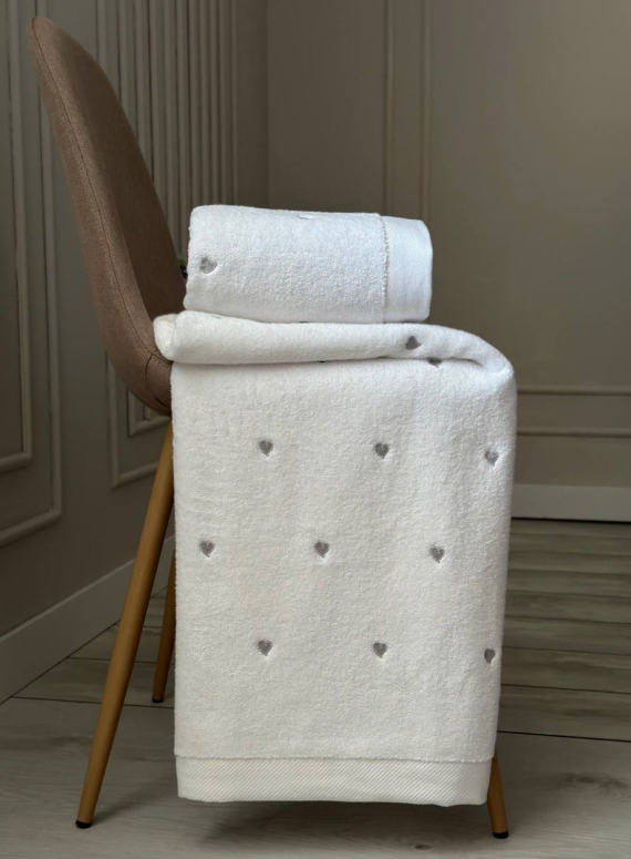 Махровий рушник для бані Cestepe Kalpli Nakisli white-gri 70х140 Туреччина