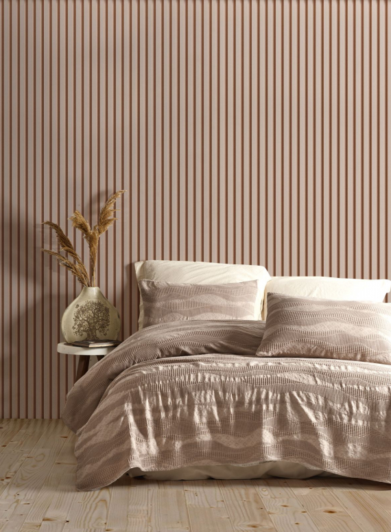 Жакардове покривало з наволочками Saheser Agata bej євро Туреччина