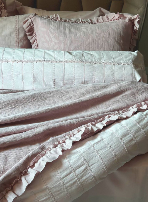 Жакардове покривало з наволочками Saheser Ilda pudra євро Туреччина