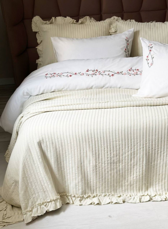 Жакардове покривало з наволочками Saheser Marta green євро Туреччина