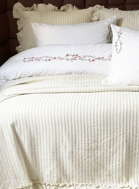 Жакардове покривало з наволочками Saheser Marta green євро Туреччина