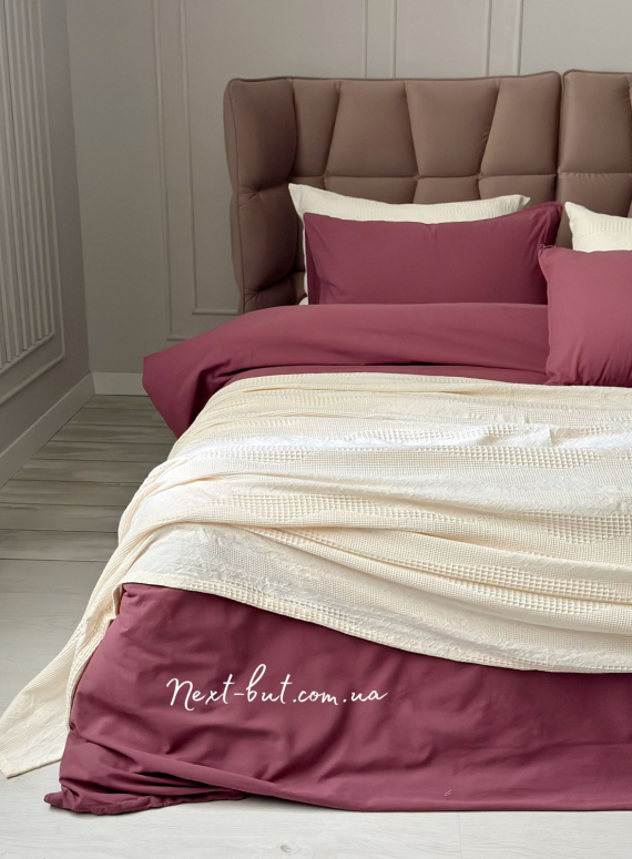 Жакардове покривало з наволочками Saheser Agata krem євро Туреччина