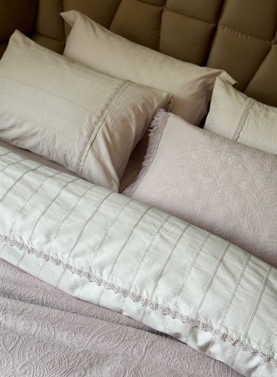 Жакардове покривало з наволочками Saheser Grace lila євро Туреччина