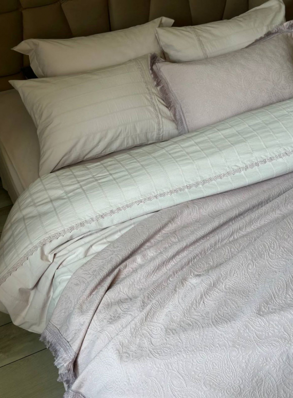 Жакардове покривало з наволочками Saheser Grace lila євро Туреччина