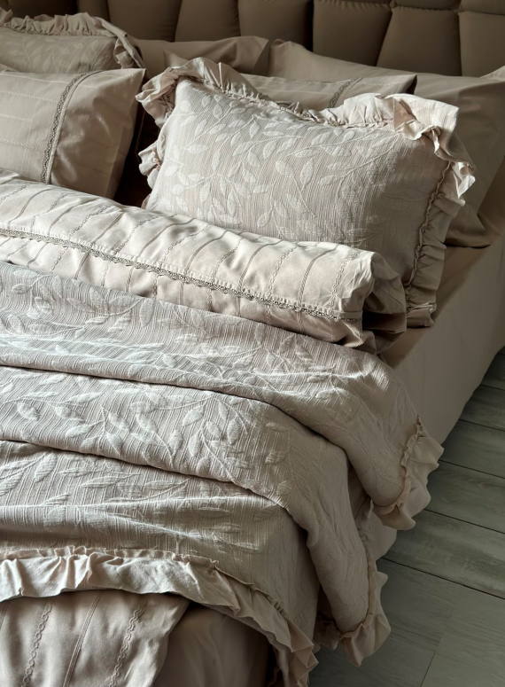 Жакардове покривало з наволочками Saheser Ilda vizon євро Туреччина