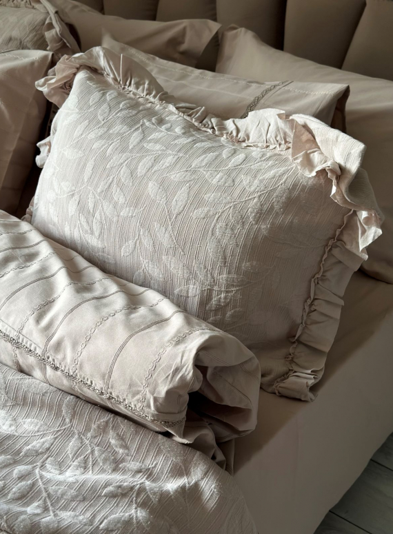 Жакардове покривало з наволочками Saheser Ilda vizon євро Туреччина