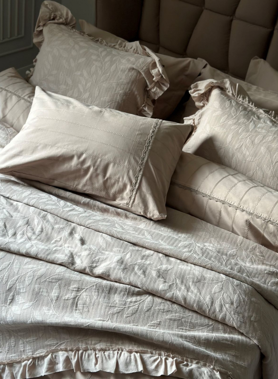 Жакардове покривало з наволочками Saheser Ilda vizon євро Туреччина