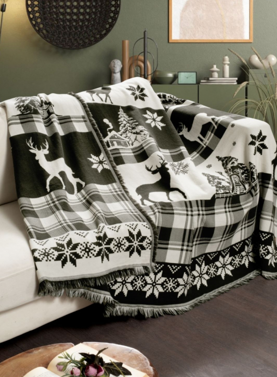 Плед Deer Dark green бавовняний 220х240 Туреччина
