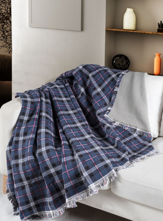 Плед Plaid Navy blue бавовняний 220х240 Туреччина