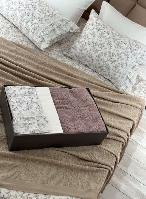 Легкий постільний набір з покривалом-піке Gelin Home Gonul lila