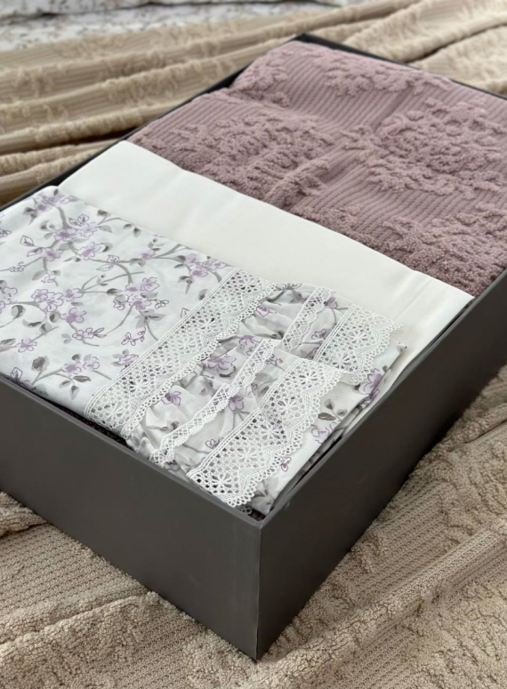 Легкий постільний набір з покривалом-піке Gelin Home Gonul lila