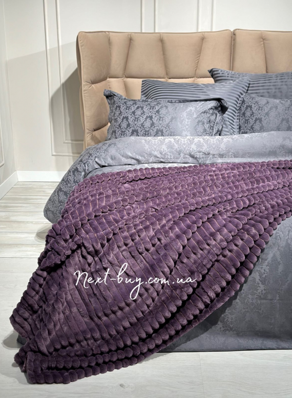 Теплый, плюшевый плед Colorful шарпей фиолетовый полуторный 160х210