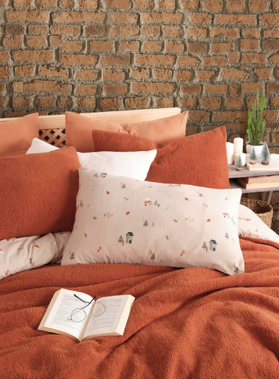 Зимовий комплект постільної білизни двосторонній Wooden Kiremit полуторний Туреччина