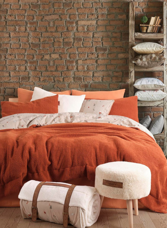 Зимовий комплект постільної білизни двосторонній Wooden Kiremit полуторний Туреччина