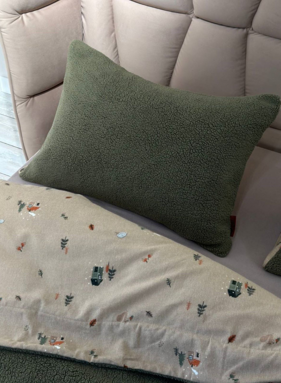 Зимовий комплект постільної білизни двосторонній Wooden Yesil євро Туреччина